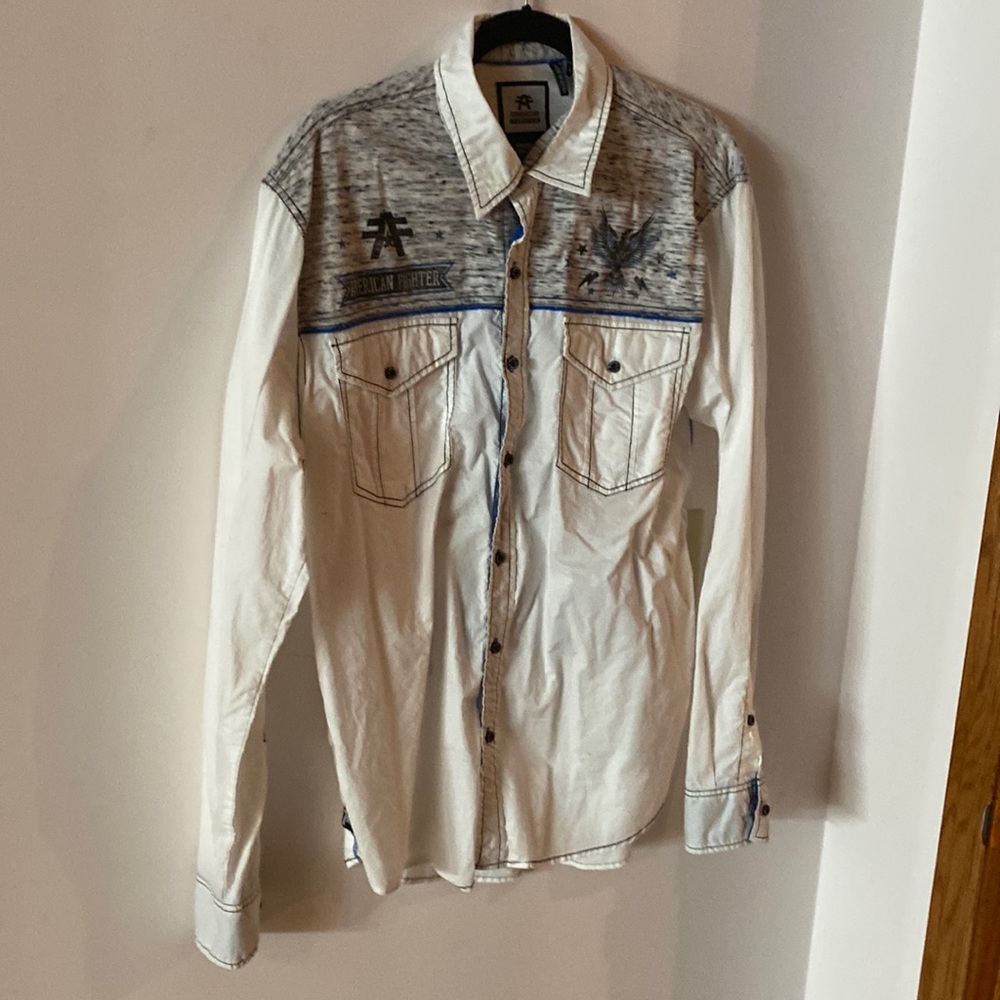 American Fighter Long Sleeve Button Down Casual Shirt